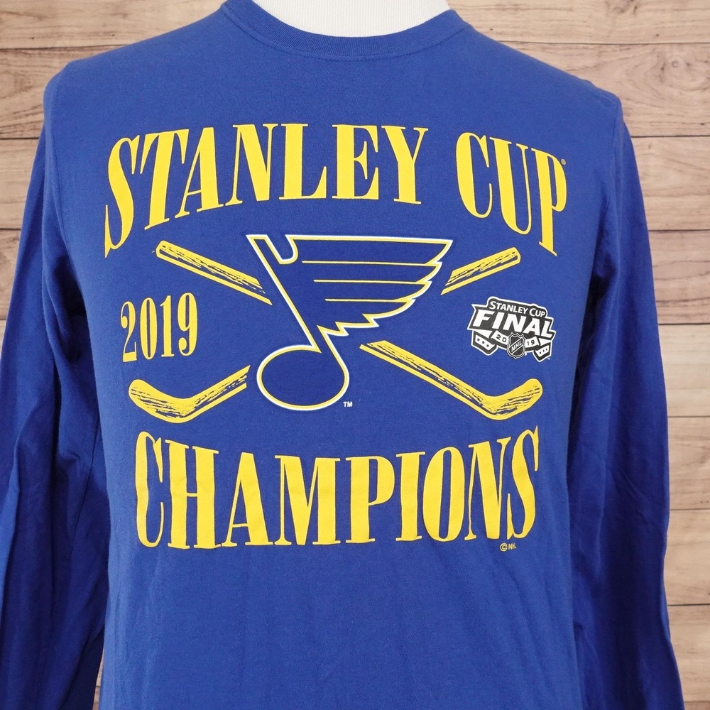St Louis Blues Shirt Mens M Blue NHL Hockey 2019 Stanley Cup Champions